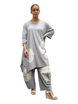 Tuniek grijs A-lijn batikprint 