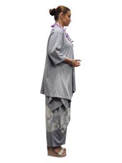 Tuniek grijs A-lijn batikprint 