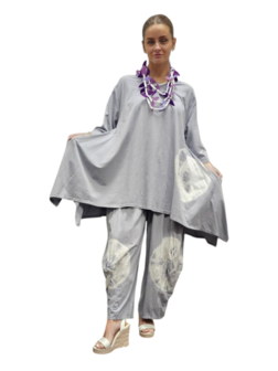 Tuniek grijs A-lijn batikprint 