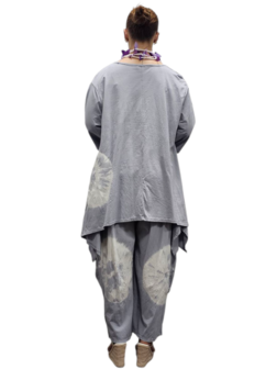 Tuniek grijs A-lijn batikprint 