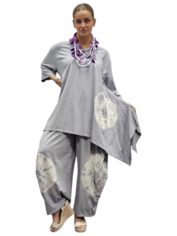 Tuniek grijs A-lijn batikprint 