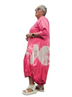 Ballonjurk A-lijn batikprint roze