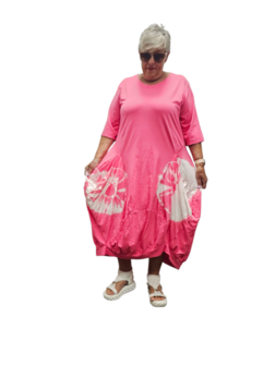 Ballonjurk A-lijn batikprint roze