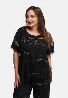 Kekoo tuniek met tule &#039;Serra&#039; zwart