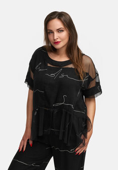 Kekoo tuniek met tule &#039;Serra&#039; zwart