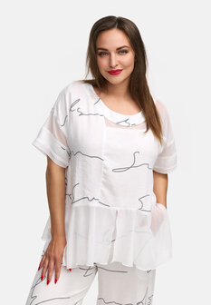 Kekoo tuniek met tule &#039;Serra&#039; wit