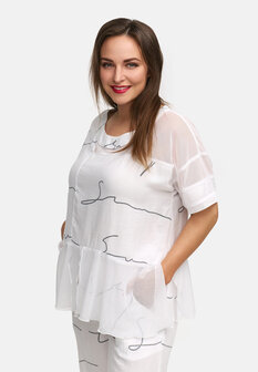 Kekoo tuniek met tule &#039;Serra&#039; wit