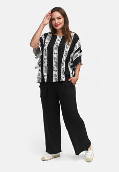 Casual tuniek met vleermuismouwen &#039;Sovana&#039; zwart