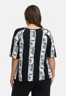 Boxy shirt van lichte viscose-stretch &#039;Sovana&#039; zwart
