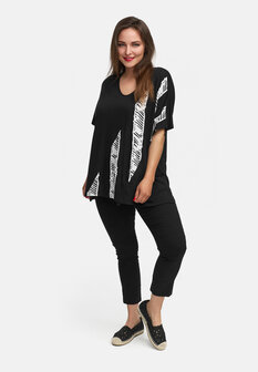 Tuniek A-lijn van lichte viscose stretch &#039;Sovana&#039; zwart