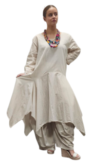Jurk- lange tuniek zand 100% cotton