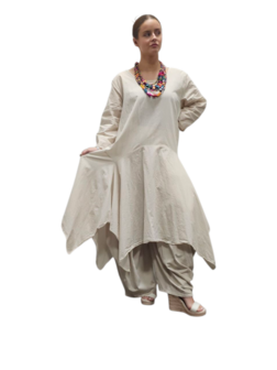 Jurk- lange tuniek zand 100% cotton