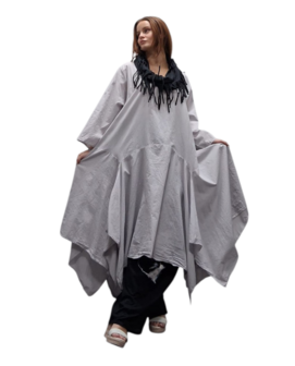 Jurk- lange tuniek grijs100% cotton