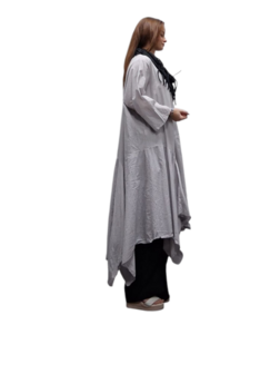 Jurk- lange tuniek grijs100% cotton