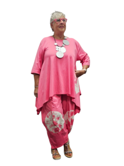 Tuniek A-lijn batikprint roze