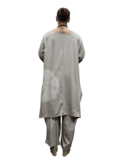 Ruim Shirt A-lijn batikprint zand