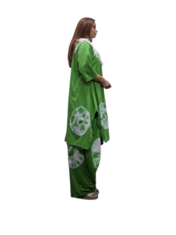 Ruim shirt A-lijn batikprint lime