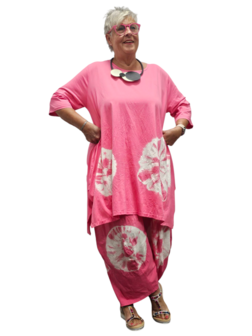 Ruim Shirt A-lijn batikprint roze
