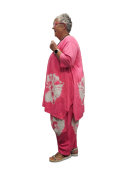 Ruim Shirt A-lijn batikprint roze