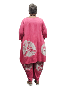 Ruim Shirt A-lijn batikprint roze