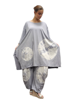 Ruim Shirt A-lijn batikprint grijs