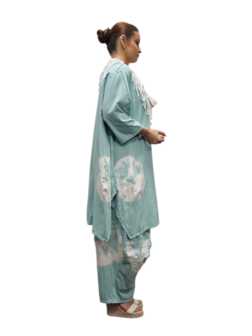 Ruim Shirt A-lijn batikprint mintgroen