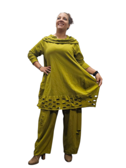 Lange ballon tuniek/jurk a-lijn groen