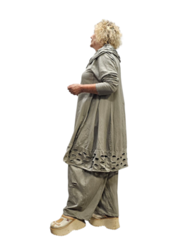 Lange ballon tuniek/jurk greige