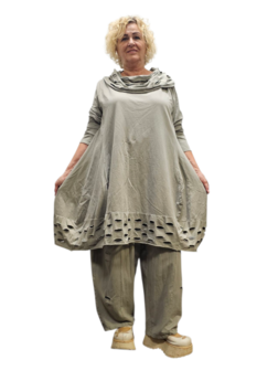 Lange ballon tuniek/jurk greige