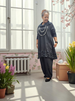 Lange ballon tuniek/jurk zwart 