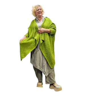 Openvallend grof gebreid groen