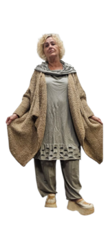 Openvallend grof gebreid beige
