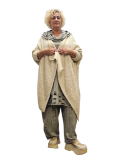 Openvallend grof gebreid vest offwhite