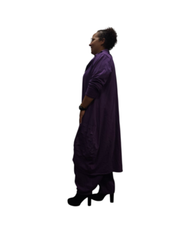 jurk purple met inknipsels en aparte kol