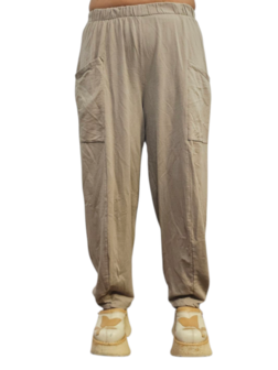 Wijde broek greige 100% cotton