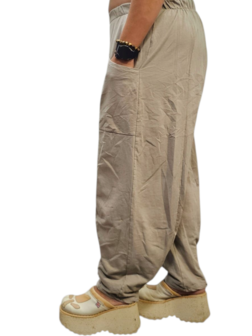 Wijde broek greige 100% cotton