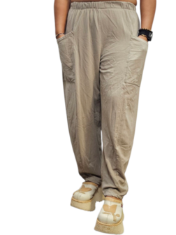 Wijde broek greige 100% cotton