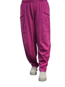 Wijde broek paars 100% cotton