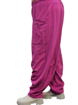 Wijde broek paars 100% cotton