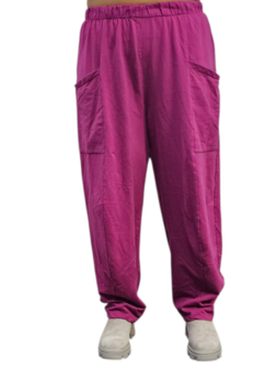 Wijde broek paars 100% cotton