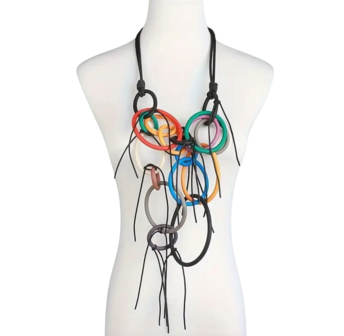 Rubberen ketting zwart met kleurige details