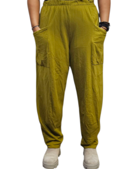 Wijde broek groen 100% cotton