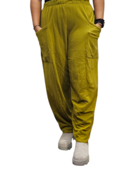 Wijde broek groen 100% cotton