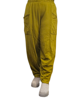 Wijde broek groen 100% cotton