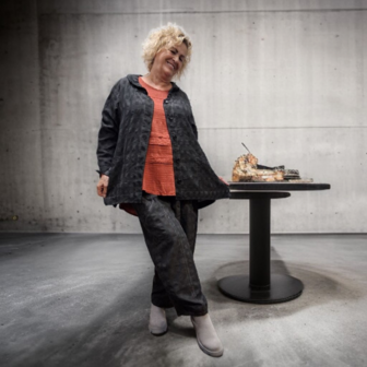 Leuk blouse - jasje zwart-stonewashed