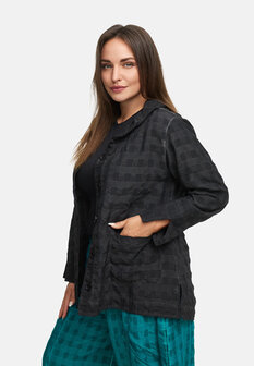Leuk blouse - jasje zwart-stonewashed
