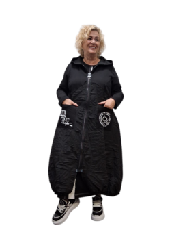 Aparte jas Zwart met capuchon