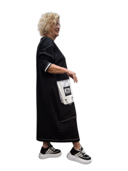 Aparte jurk Zwart met witte details