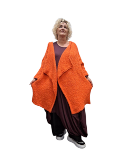Openvallend-grof-gebreid vest oranje