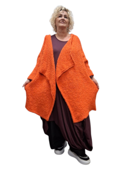 Openvallend-grof-gebreid vest oranje
